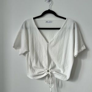 ZARA White Cropped Top